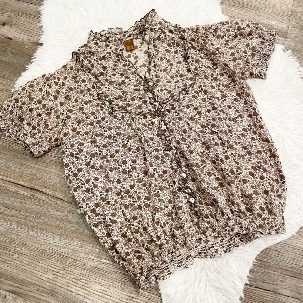 Copper Key Vintage Floral Blouse Top Cowgirl Western Cottage Y2K Fall Cotton